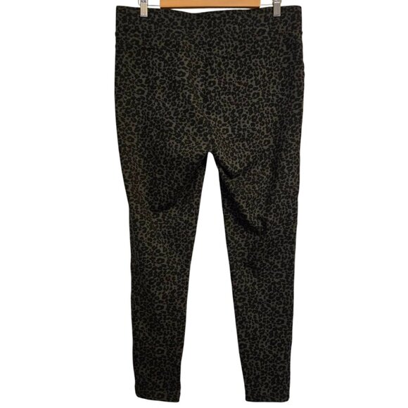 LOFT Womens Large Leggings Gray Black Leopard Animal Print Stretch Pull On Pants - Picture 3 of 7